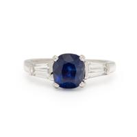Sapphire, Diamond, and Platinum Ring