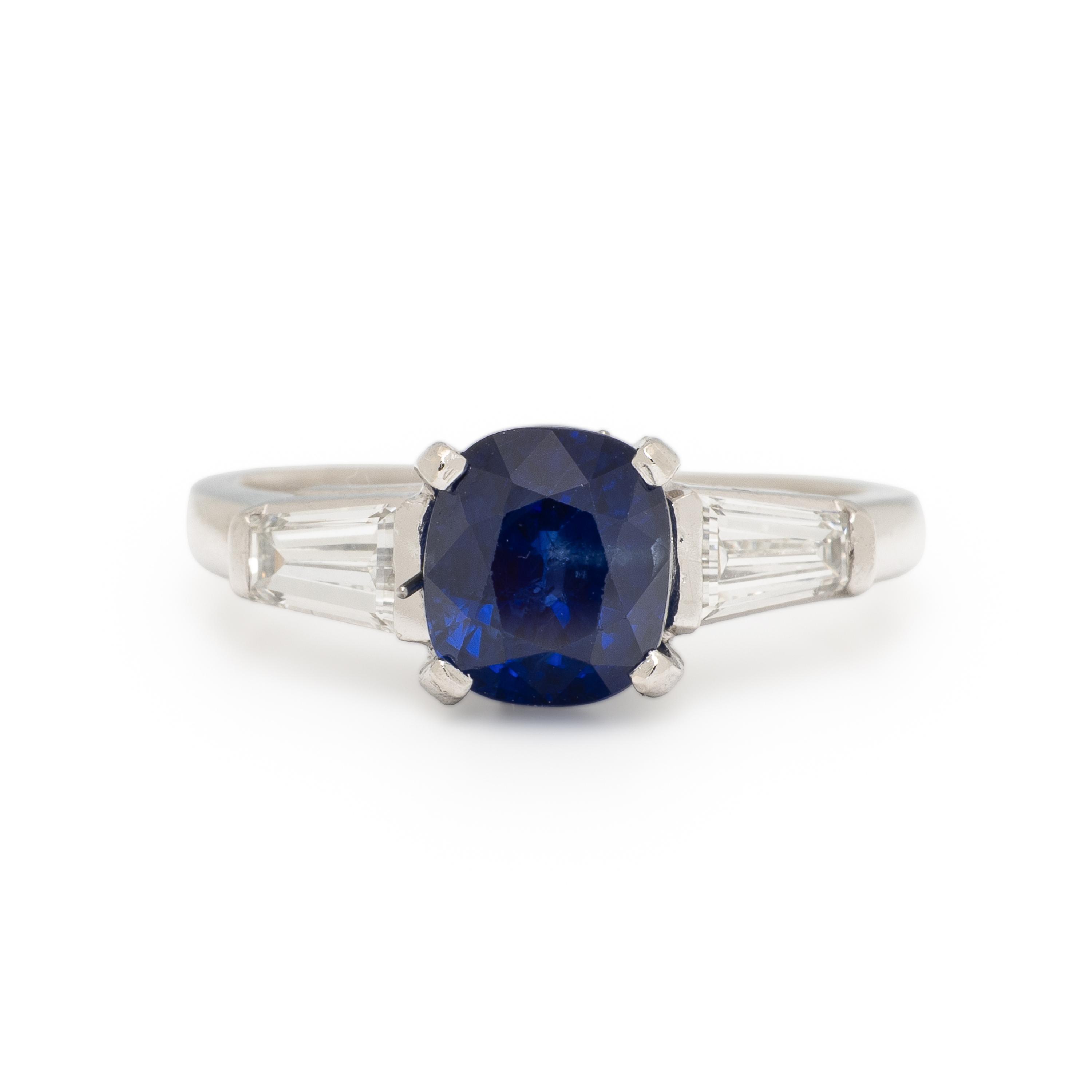 Sapphire, Diamond, and Platinum Ring