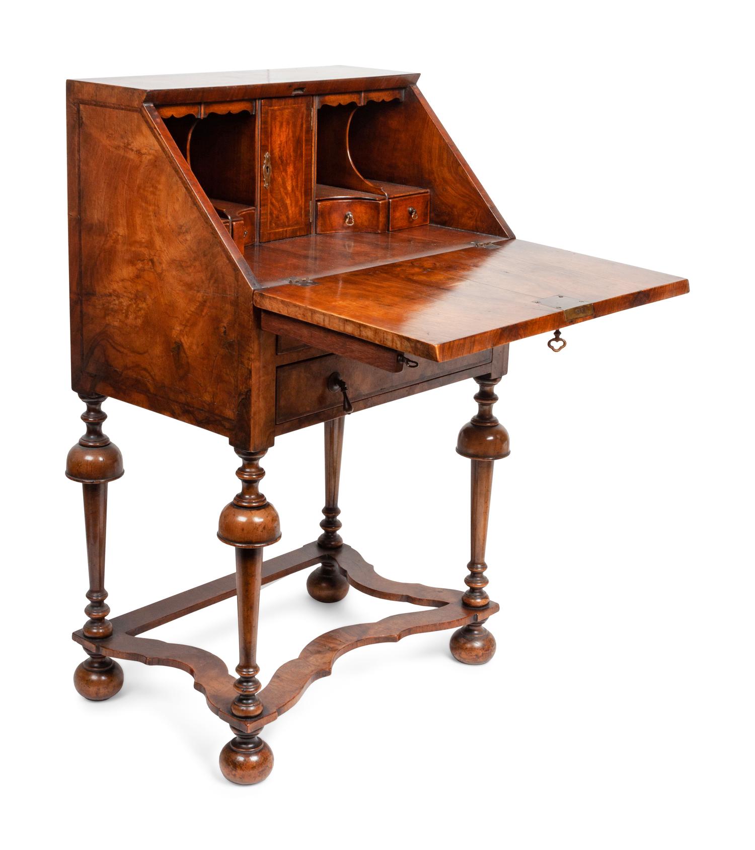 A Marquetry Inlaid Burlwood Desk Secretary