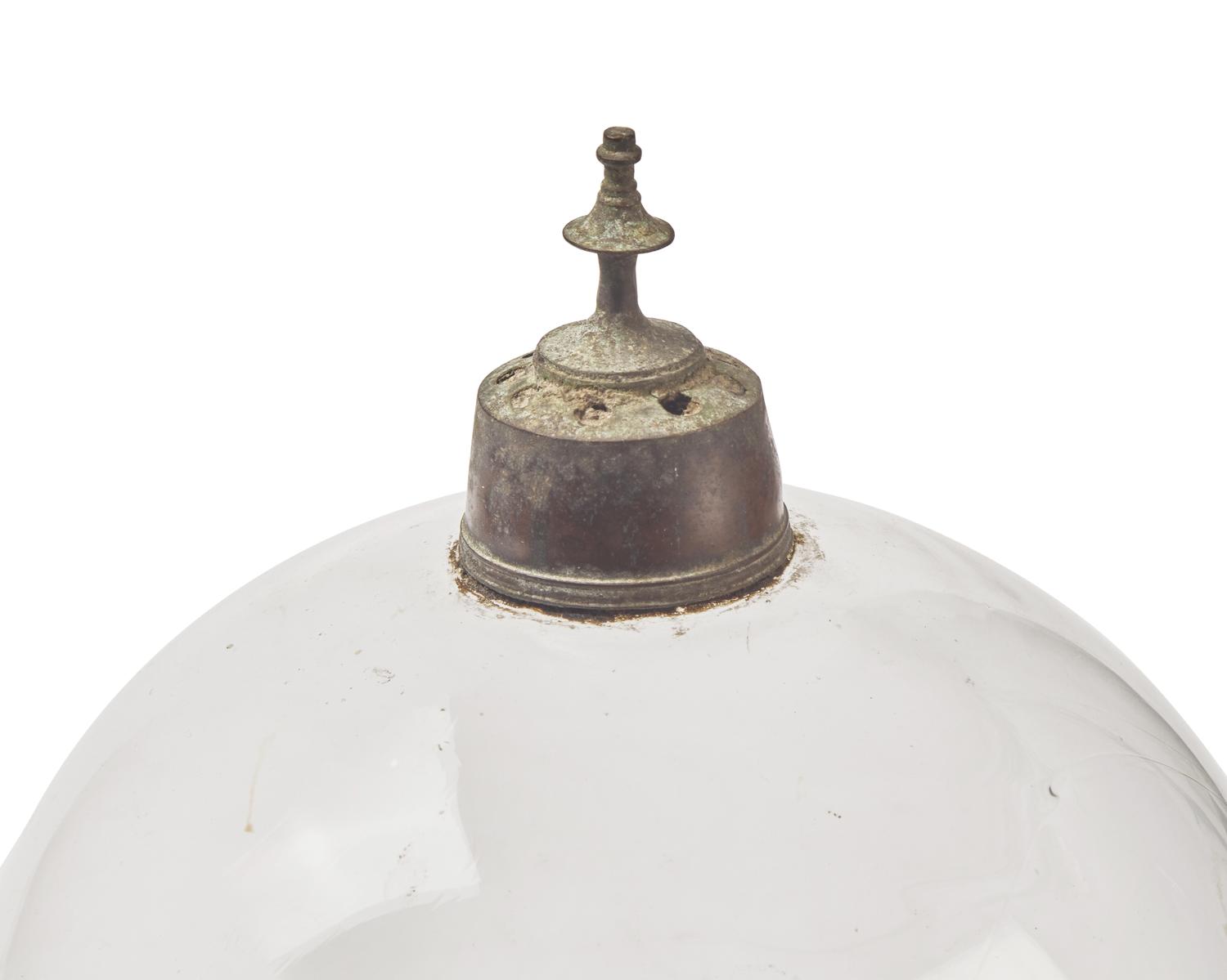 A Federal Blown Glass and Brass Bell Jar Lantern