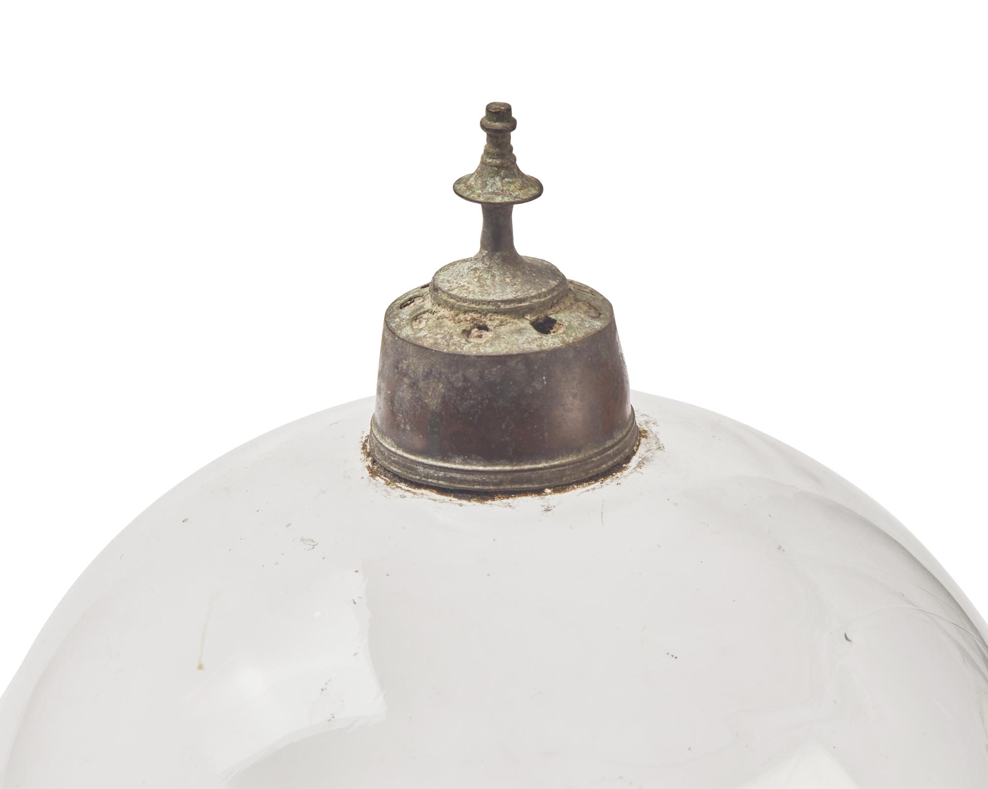 A Federal Blown Glass and Brass Bell Jar Lantern