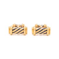 TIFFANY & CO., ANGELA CUMMINGS, YELLOW GOLD AND ENAMEL CUFFLINKS