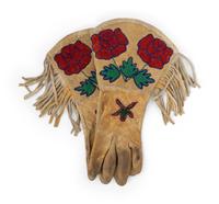 Two Pairs of Shoshone Beaded Hide Gauntlets