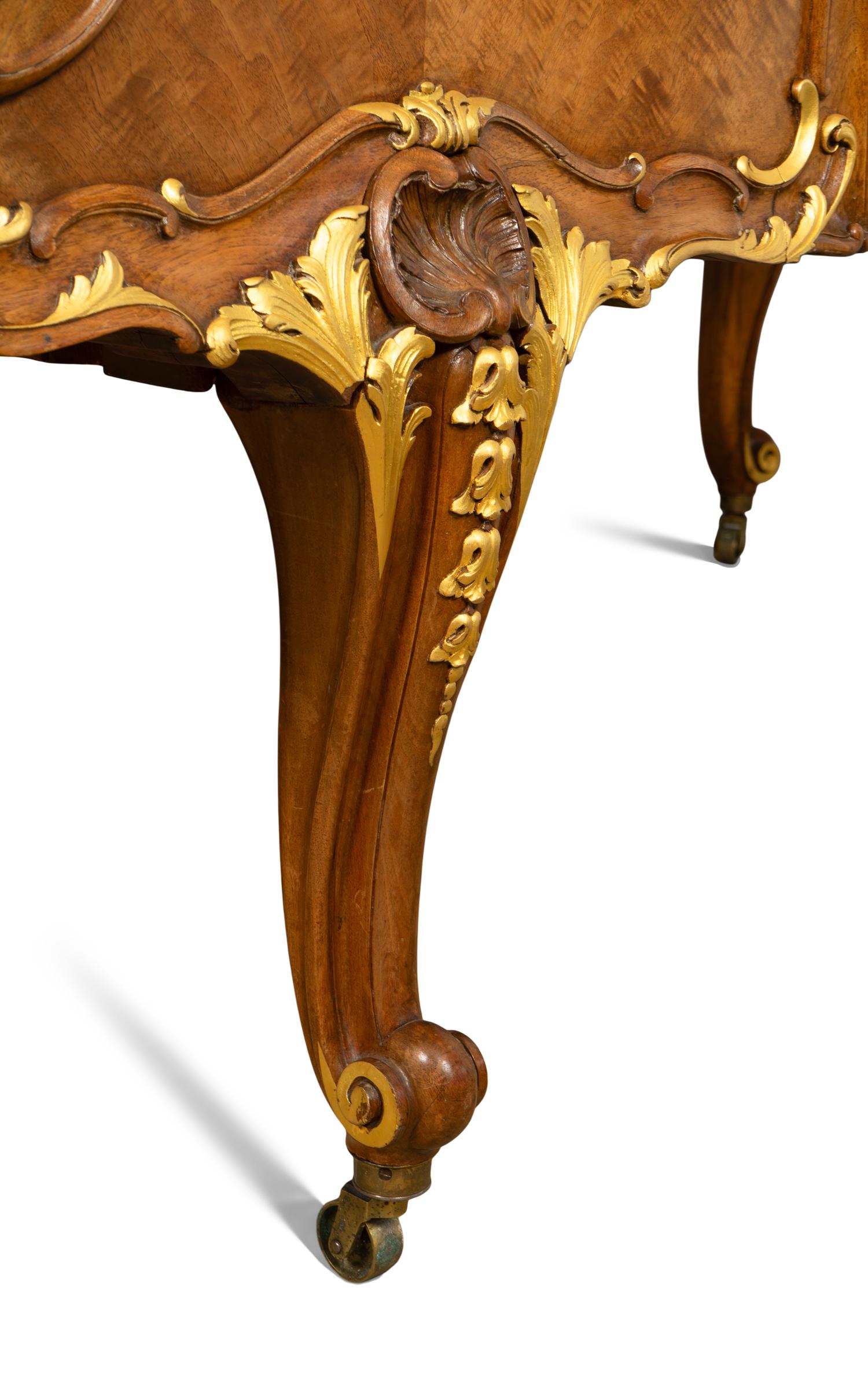 A Fine C. Bechstein Louis XV Style Parcel Gilt Walnut Grand Piano