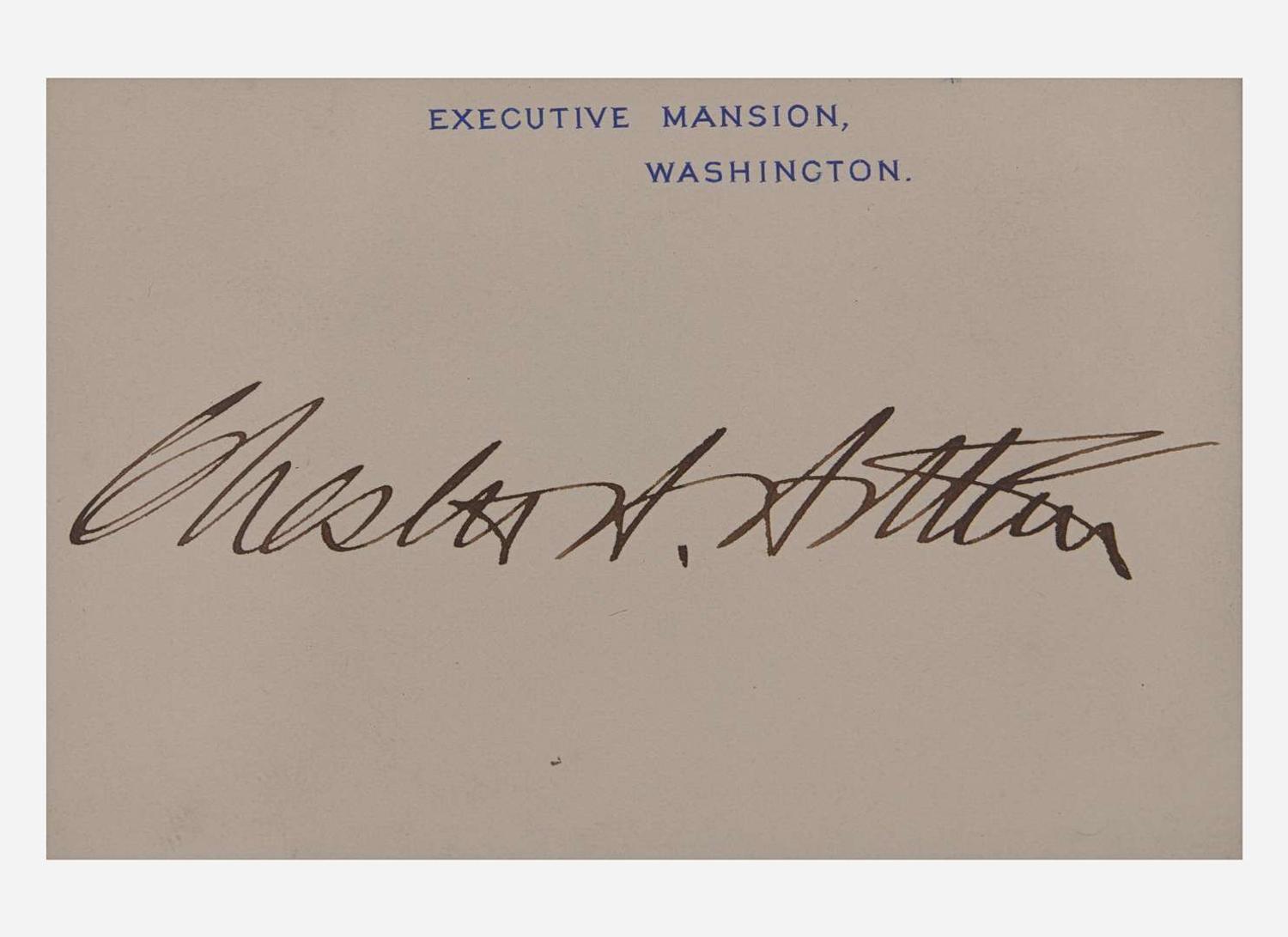 [Presidential] Arthur, Chester A.: Signed Executive Mansion Card