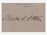 [Presidential] Arthur, Chester A.: Signed Executive Mansion Card