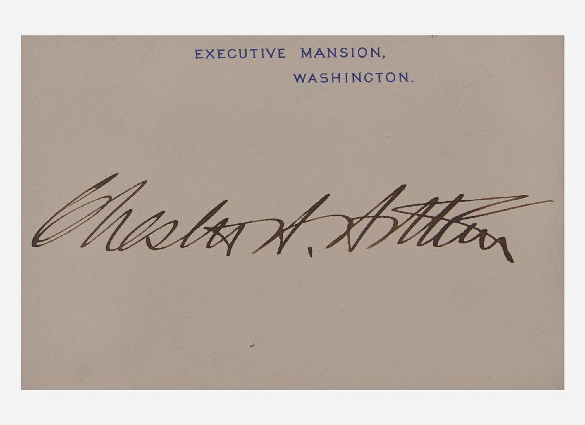 [Presidential] Arthur, Chester A.: Signed Executive Mansion Card