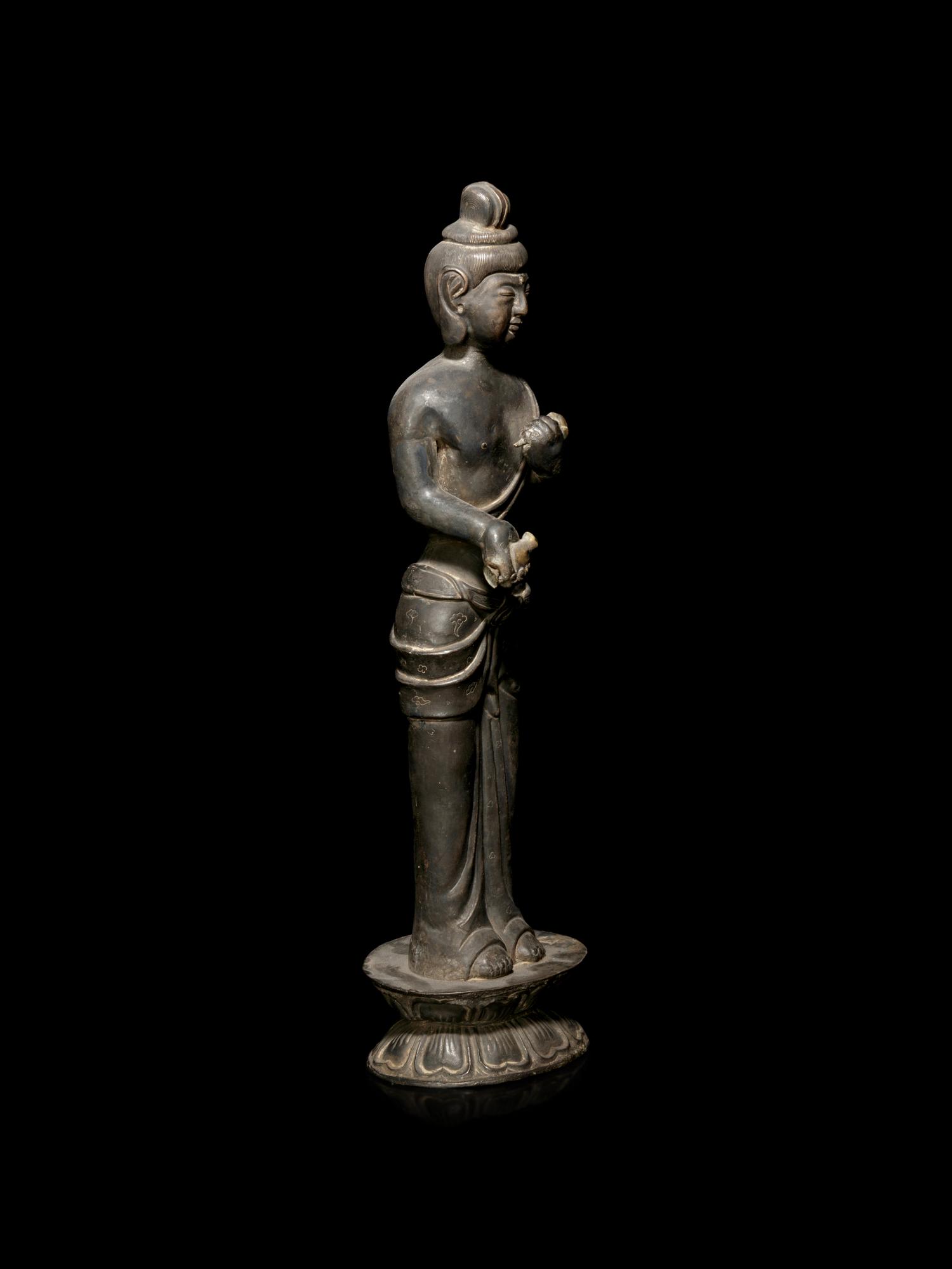 A Pewter Figure of a Standing Bodhisattva