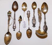 A Group of Eight Silver Souvenir Spoons, Various Makers, Primarily 19th Century, of "Canada" interest, two enameled.