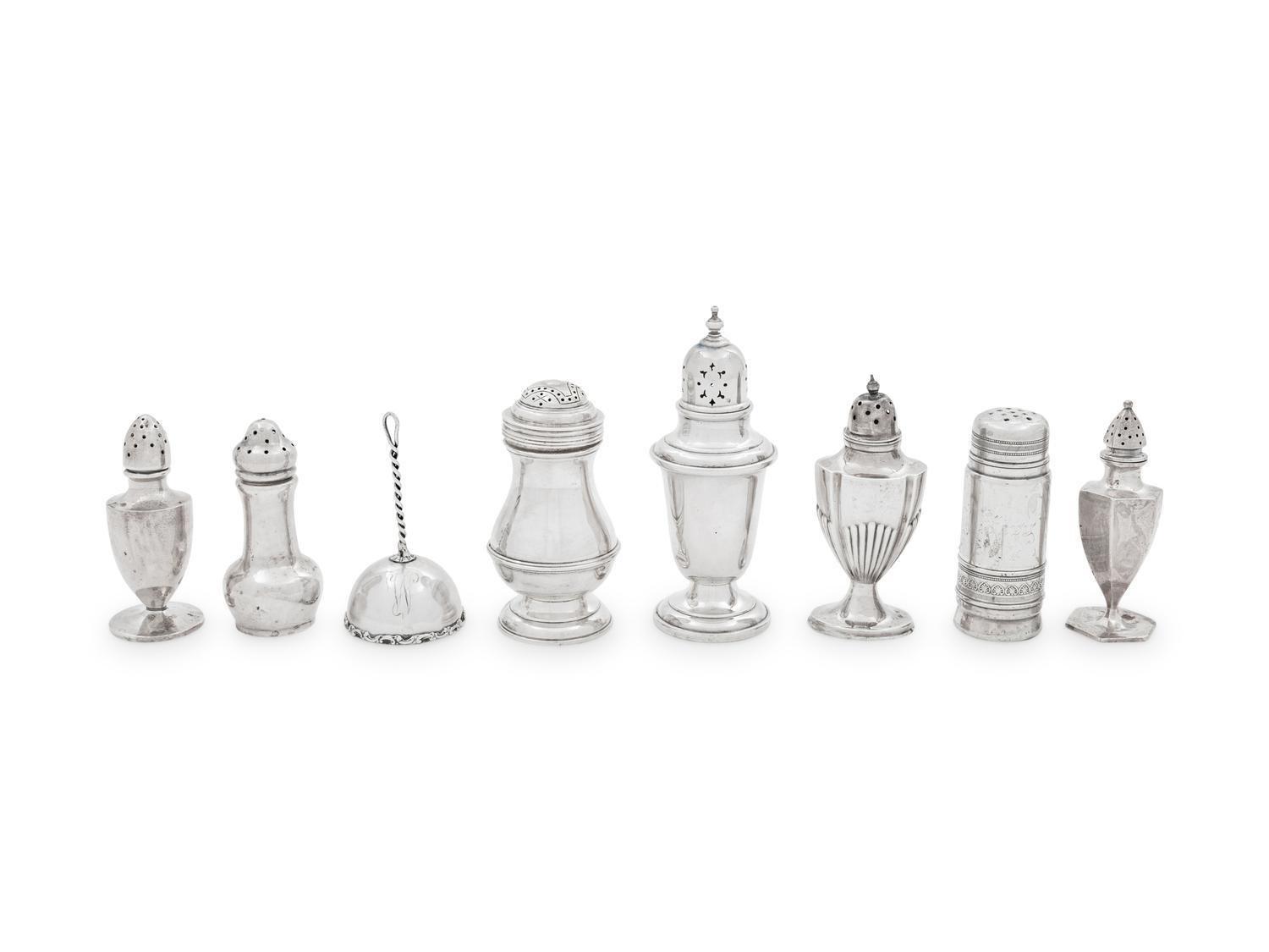 A Group of American and English Silver Casters