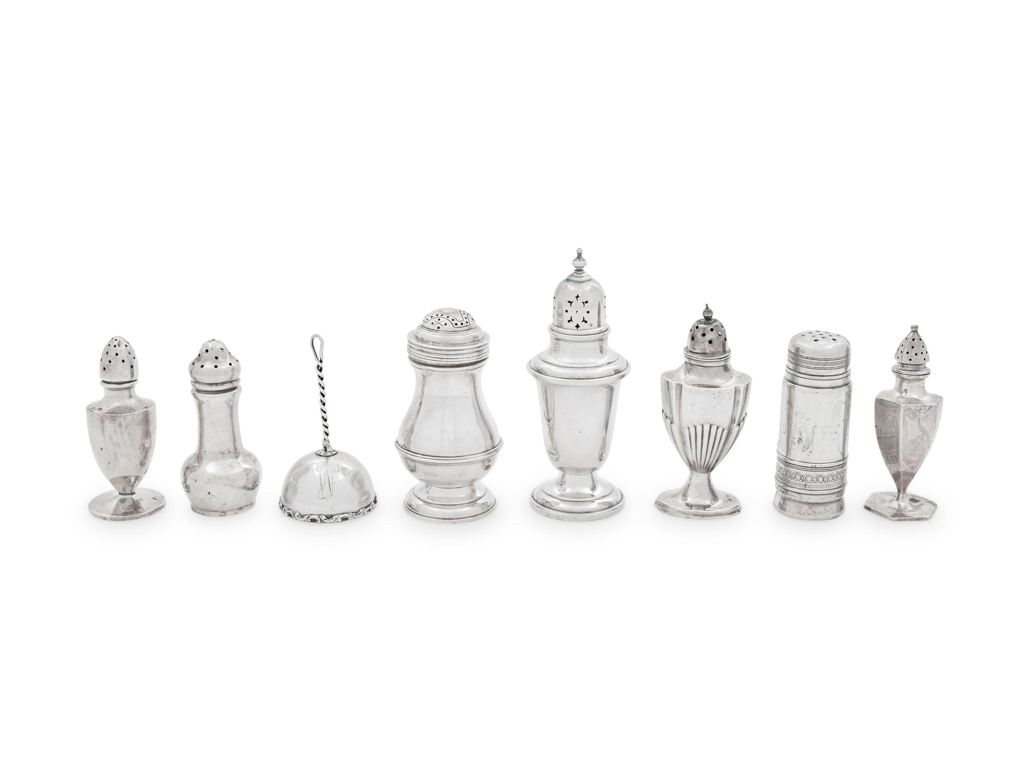 A Group of American and English Silver Casters