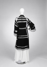 Chado Ralph Rucci Silk Net Jacket with Wool Crepe Patches