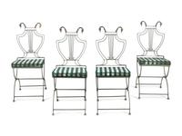A Set of Four Painted Metal Folding Garden Chairs