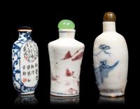 Three Chinese Porcelain Snuff Bottles