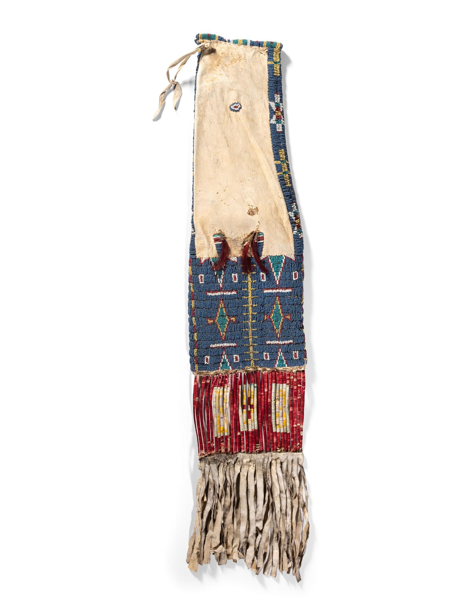 Sioux Beaded Hide Tobacco Bag, with American Flags