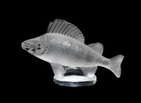 A Lalique Molded and Frosted Glass Paperweight Width 6 1/4 inches.