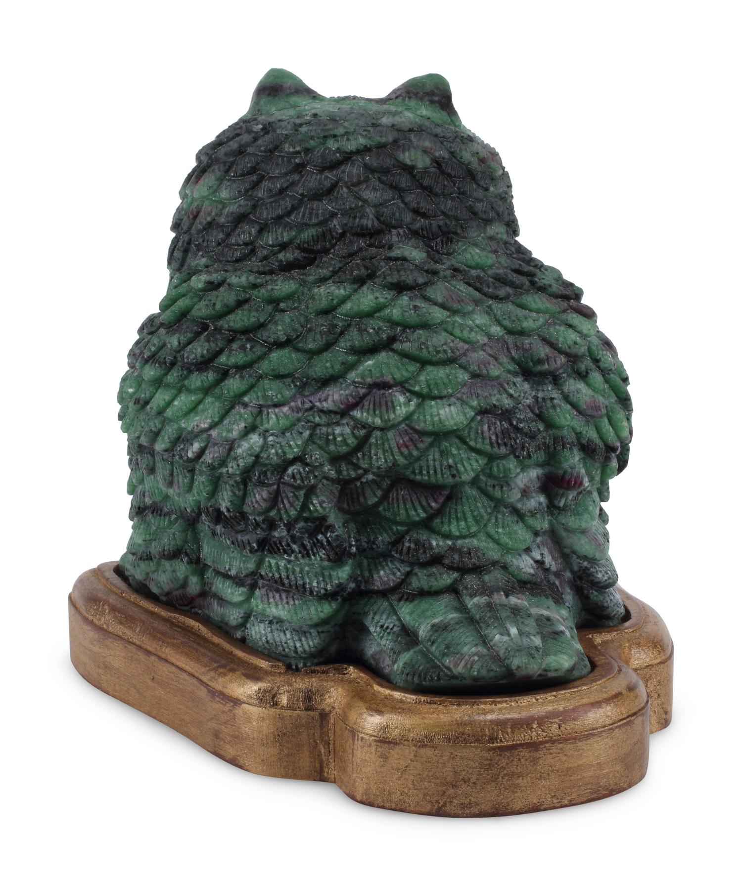 A Continental Carved Ruby Zoisite Model of an Owl