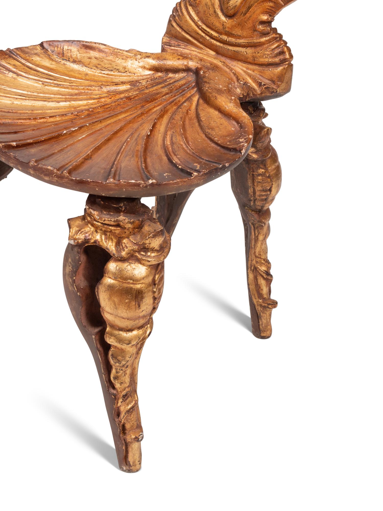 A Pair of Italian Grotto Giltwood Side Chairs