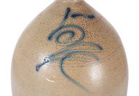A Stoneware Jug and Crock with Cobalt Decoration