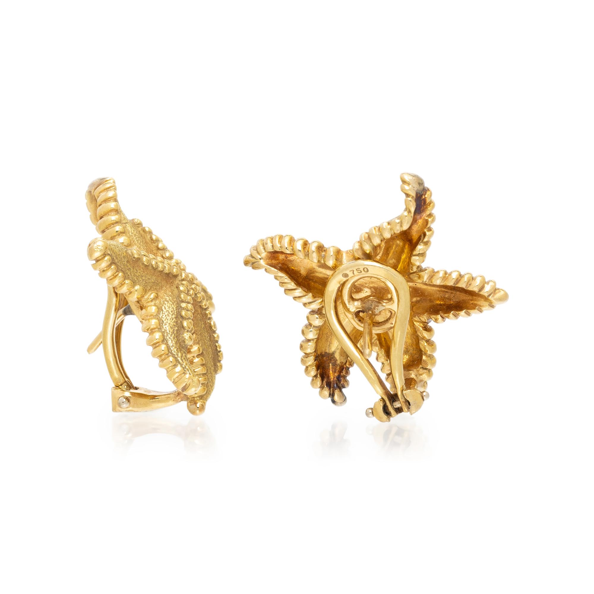 TIFFANY & CO., YELLOW GOLD STARFISH EARRINGS