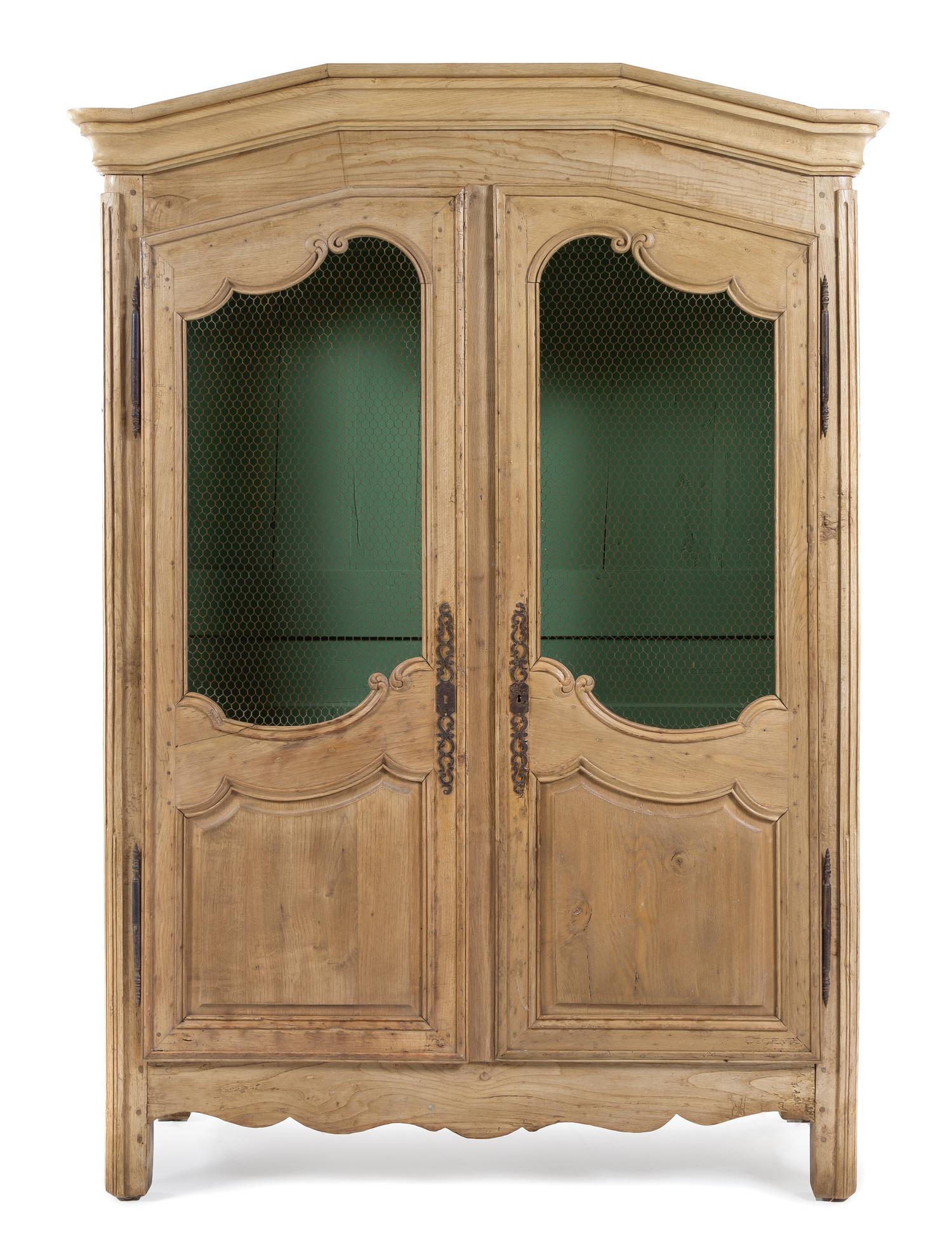 A Louis XVI Style Limed Wood Armoire Height 89 1/ 4 x width 61 x depth 16 3/4 inches. — LATE 19TH/EARLY 20TH CENTURY