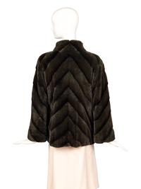 Carolina Herrera Plucked Mink Dark Green Jacket, 1980-90s