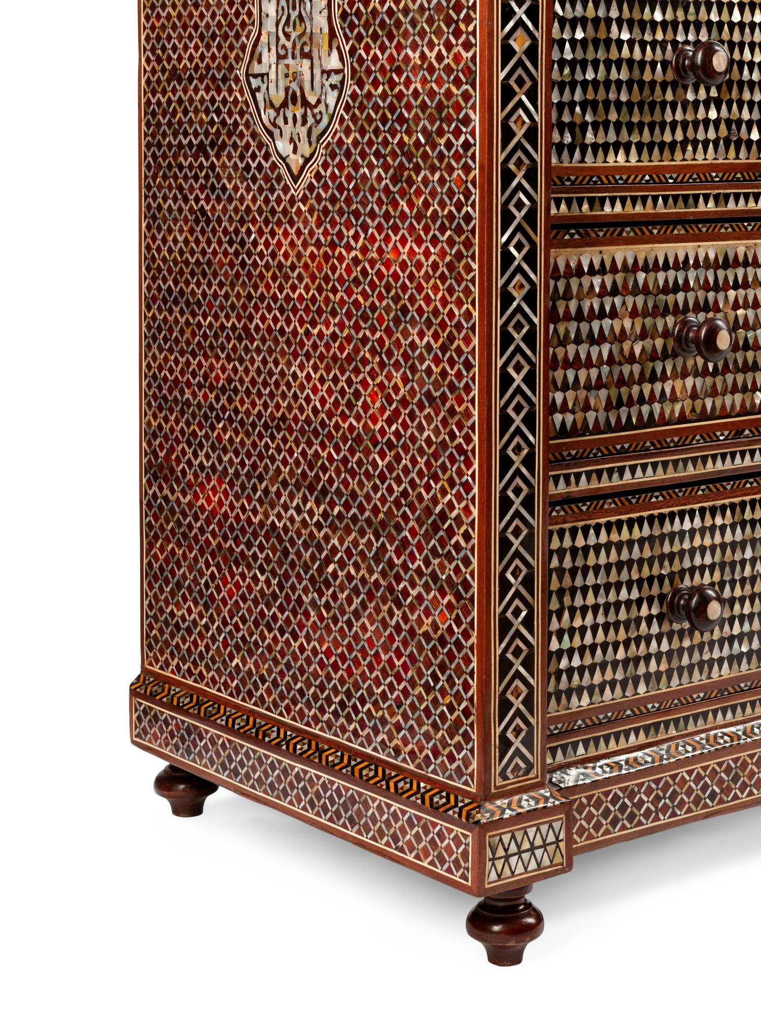 A Moorish Style Mother-of-Pearl Inlaid Chest of Drawers