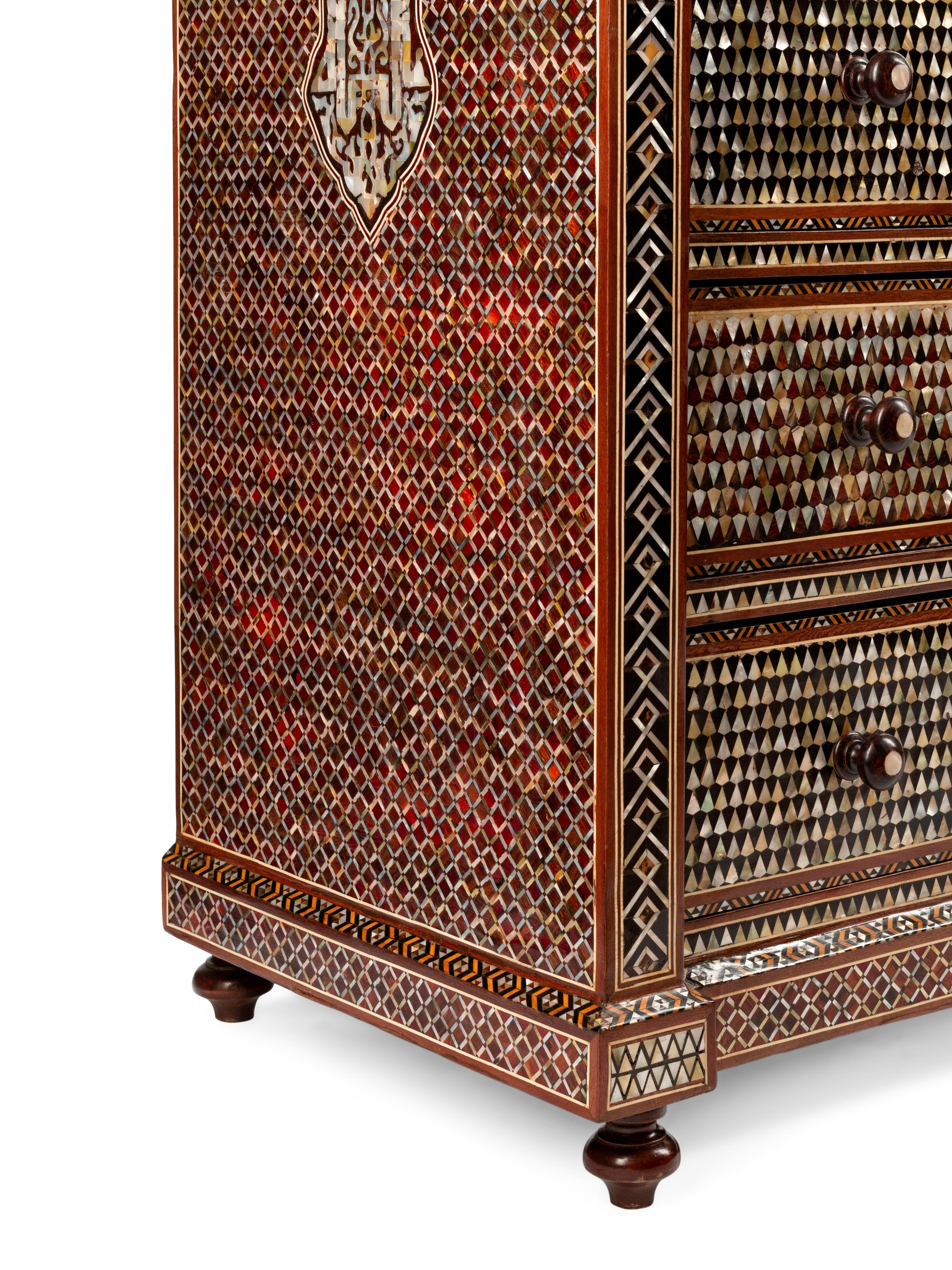 A Moorish Style Mother-of-Pearl Inlaid Chest of Drawers