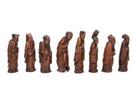 Eight Chinese Carved Hardwood Figures of the Daoist Immortals