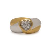 Italian, Bicolor Gold and Diamond Heart Ring