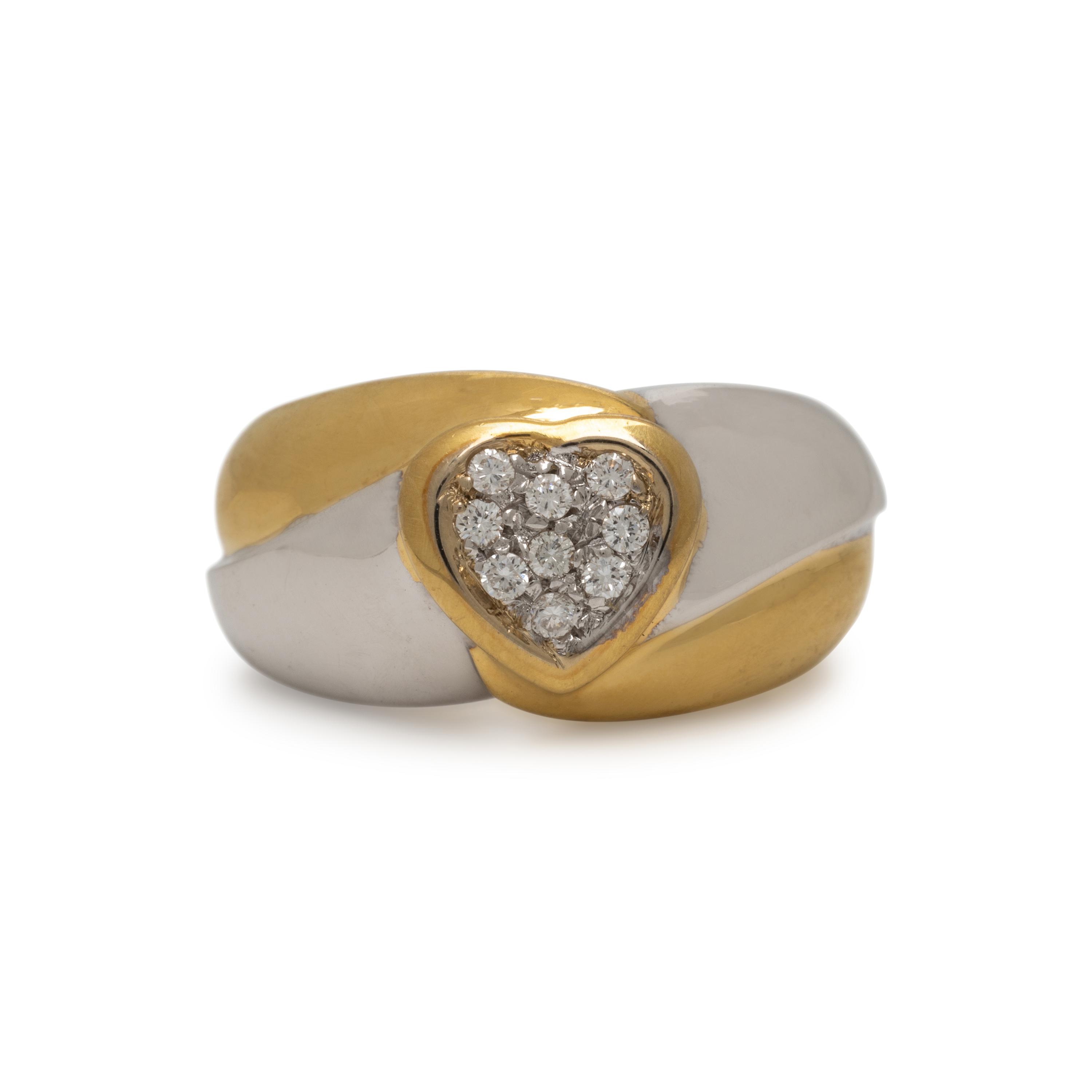 Italian, Bicolor Gold and Diamond Heart Ring