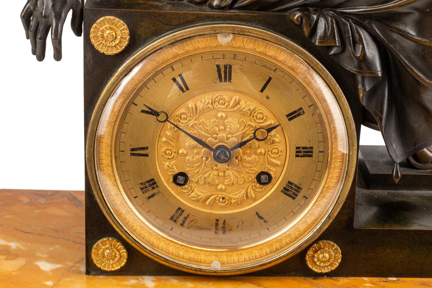 A Louis Philippe Bronze and Marble Figural Clock