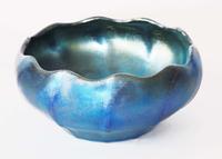 Blue favrile glass candy bowl tiffany, new york, ny, circa 1920