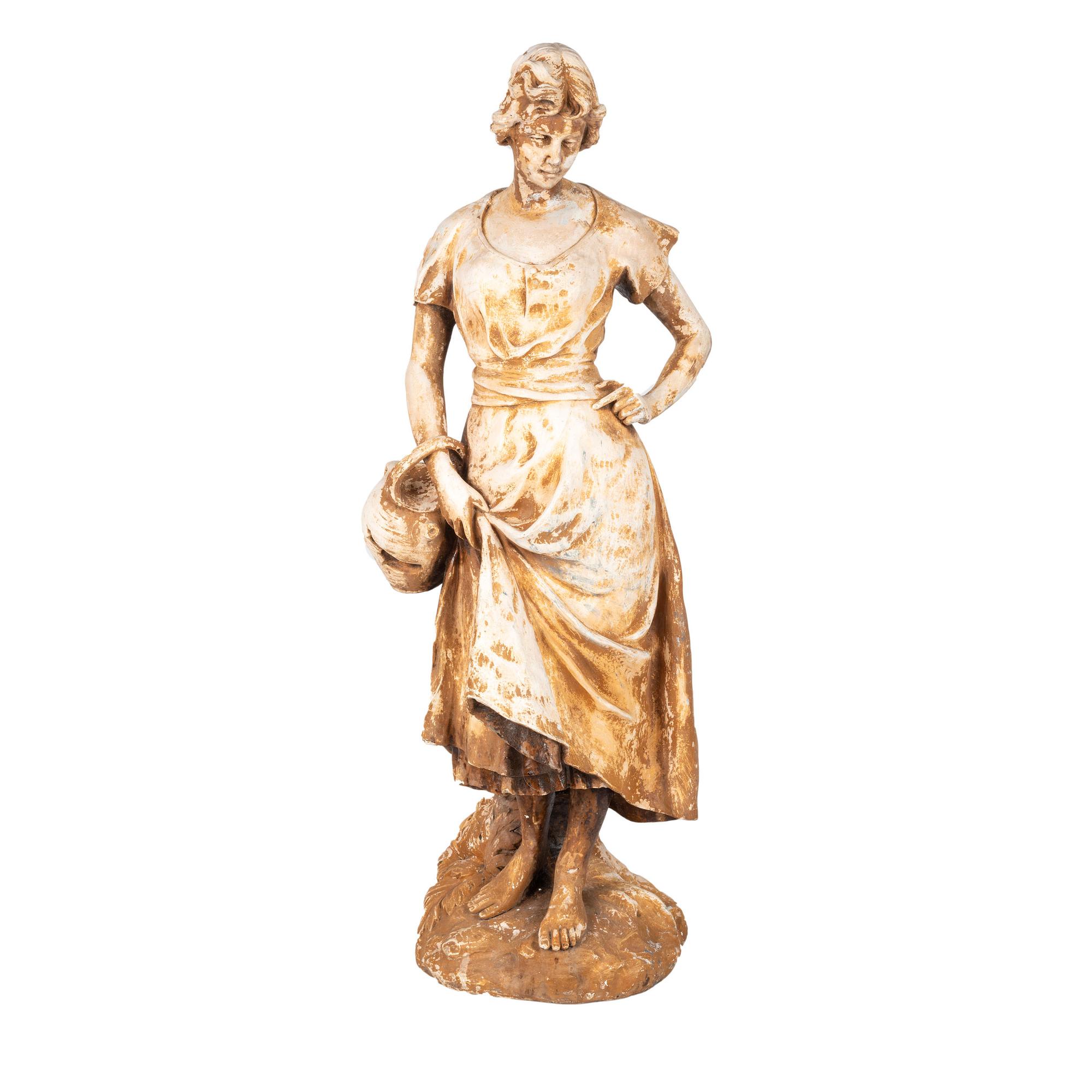 A French Terra Cotta Figure of a Farm Girl