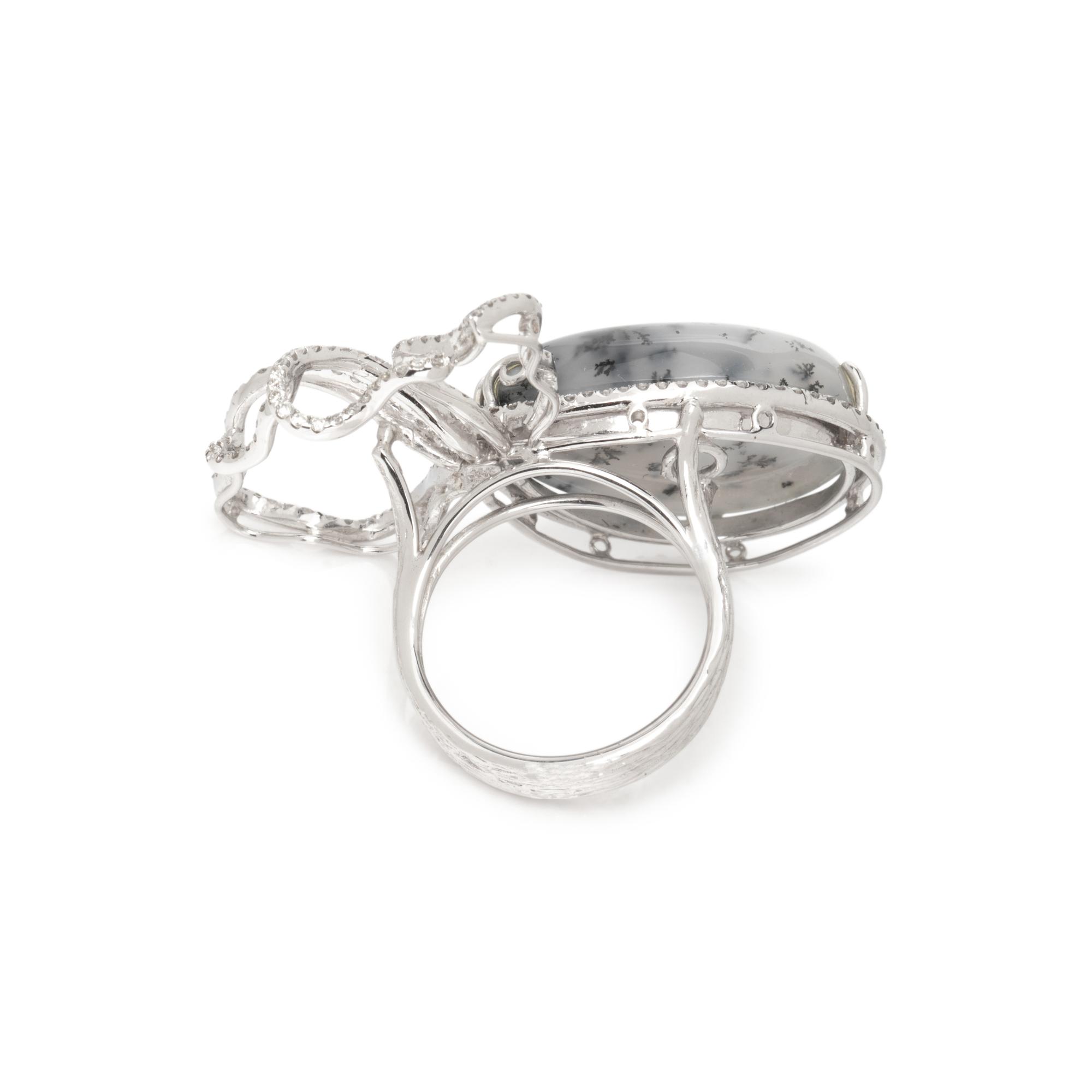 SIFEN CHANG, DENDRITIC OPAL AND DIAMOND RING