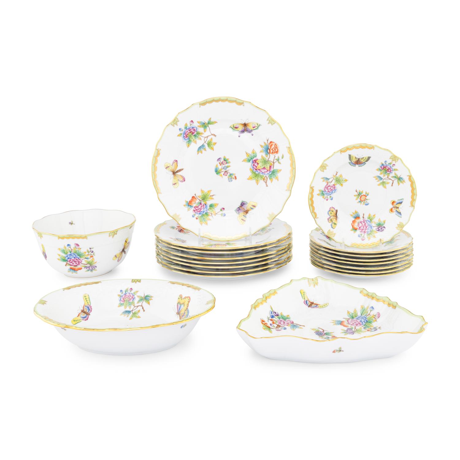 A Herend Queen Victoria Porcelain Part Dinner Service