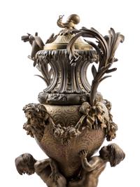 A Napoleon III Style Gilt Bronze Covered Urn