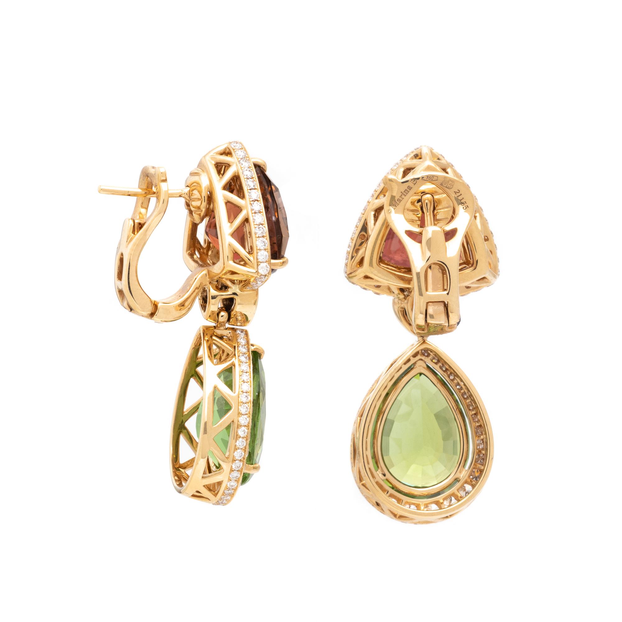 MARINA B., PERIDOT, TOURMALINE, AND DIAMOND 'ABUNDANTIA' EARRINGS