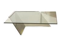 A Modern Chrome and Glass Cantilevered Cocktail Table