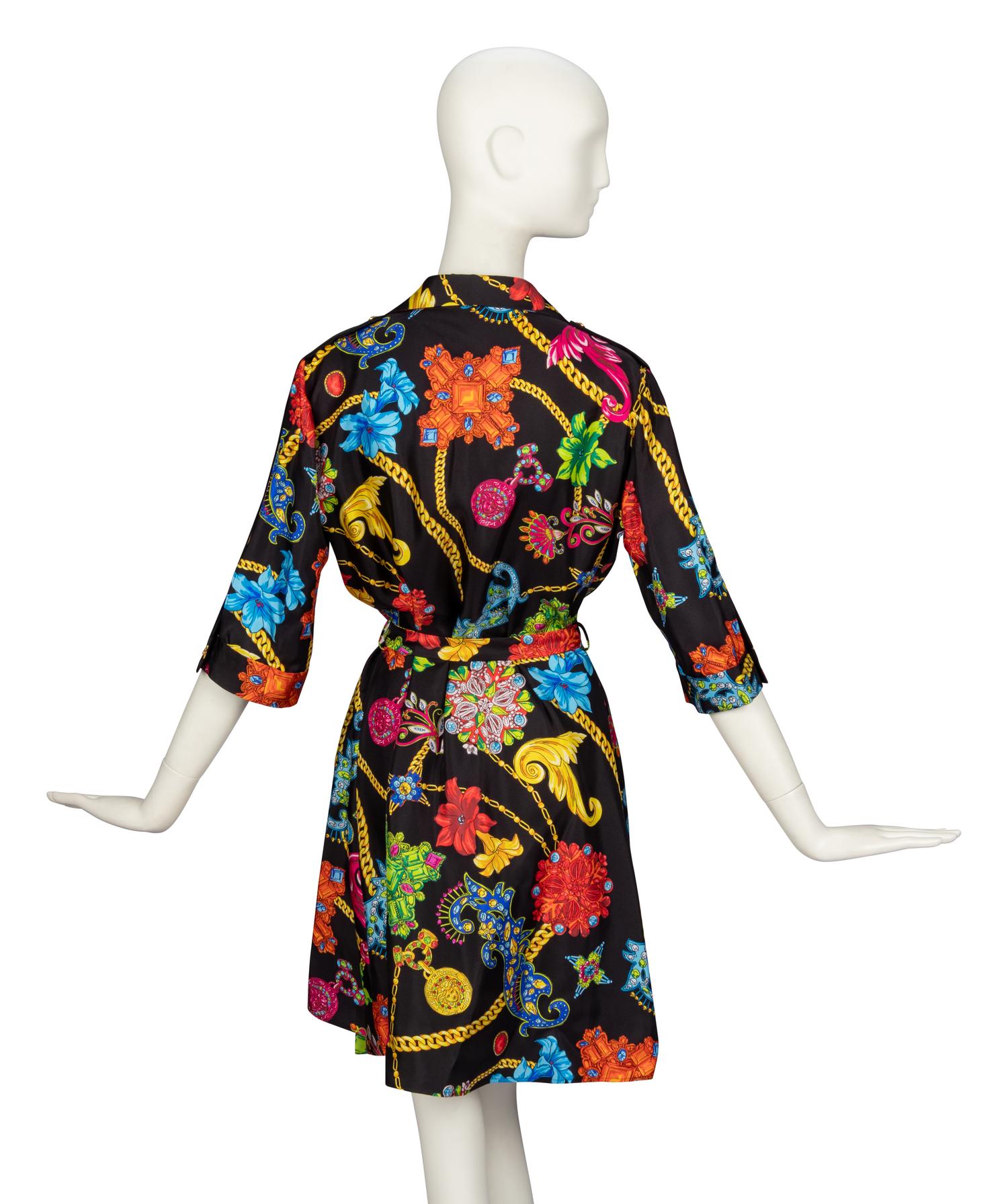 VERSACE, PRINTED SILK WRAP DRESS