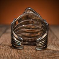 Navajo Sterling Silver Wire and Carved Turquoise Cuff Bracelet