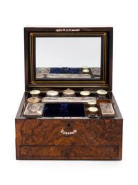 A Victorian Burlwood Dressing Case
