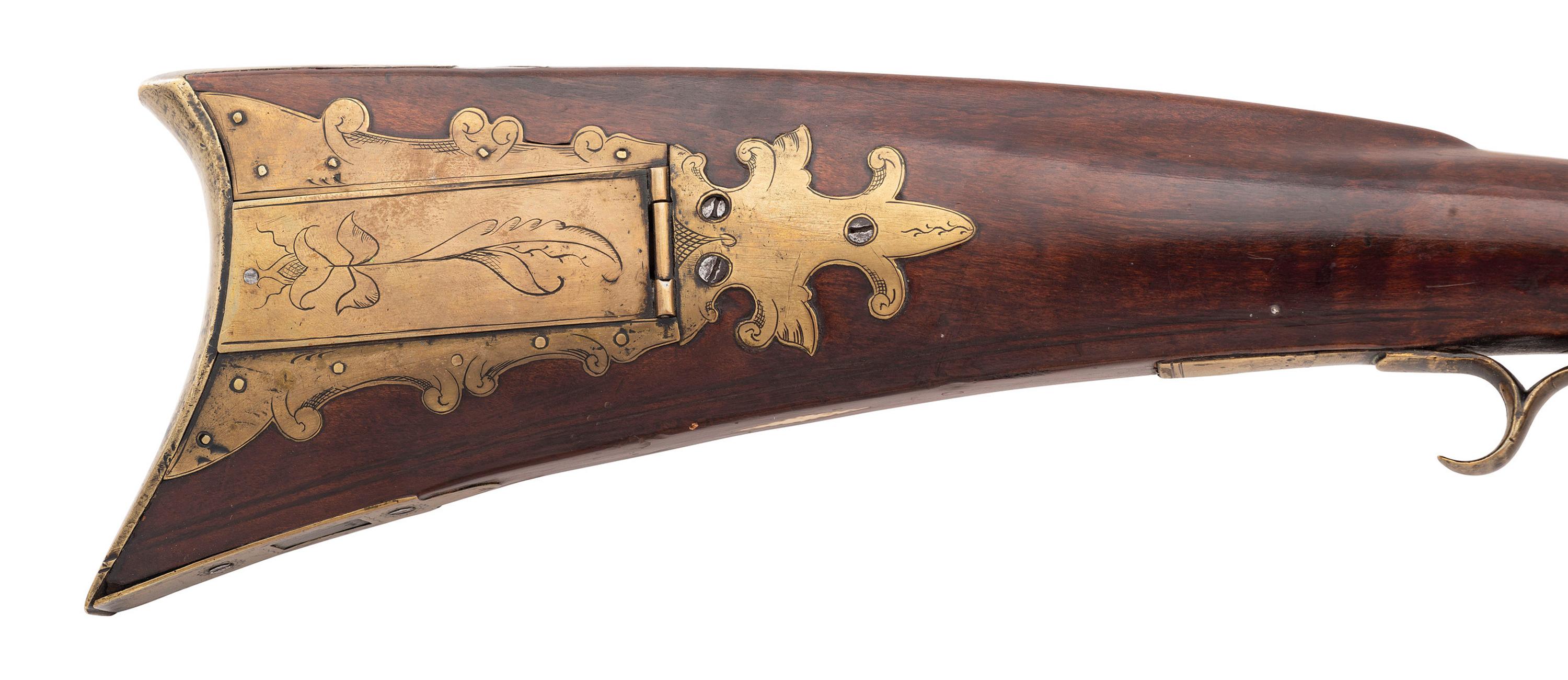 Highly Adorned Lehigh Valley Flintlock Rifle Attributed to Adam Knutz