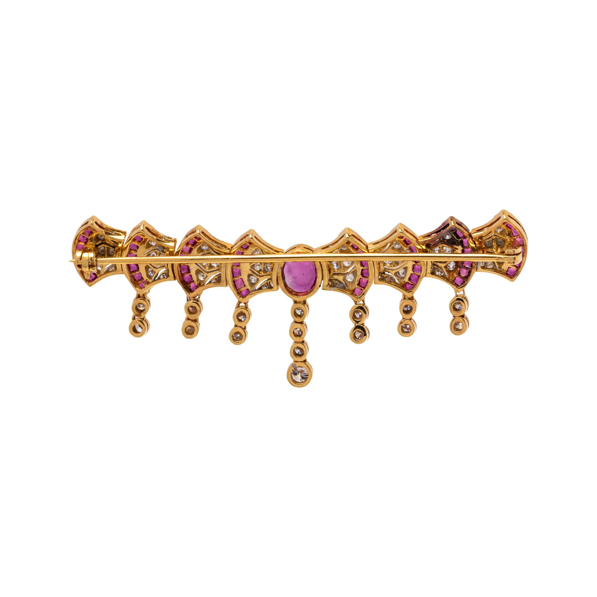RUBY AND DIAMOND BROOCH