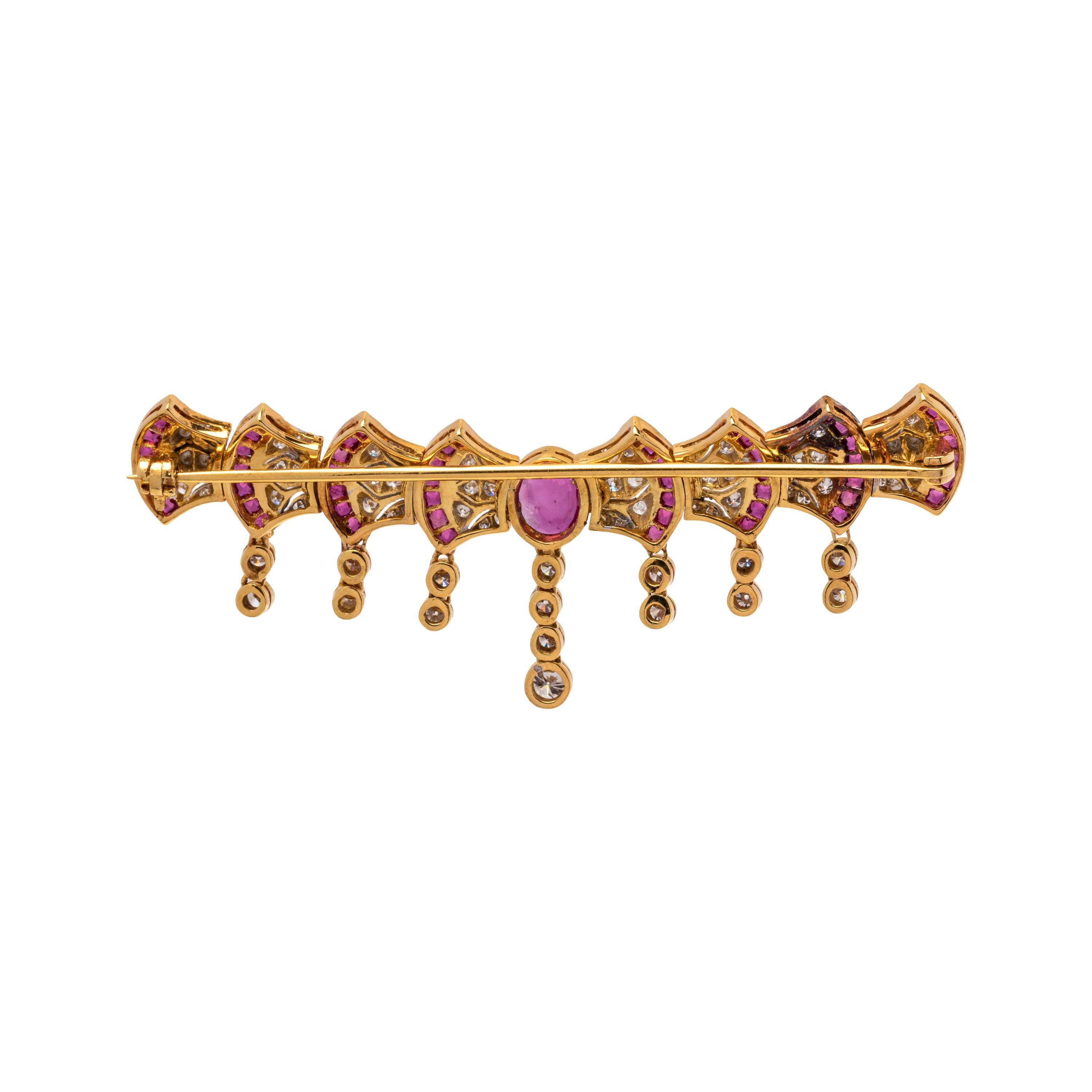 RUBY AND DIAMOND BROOCH