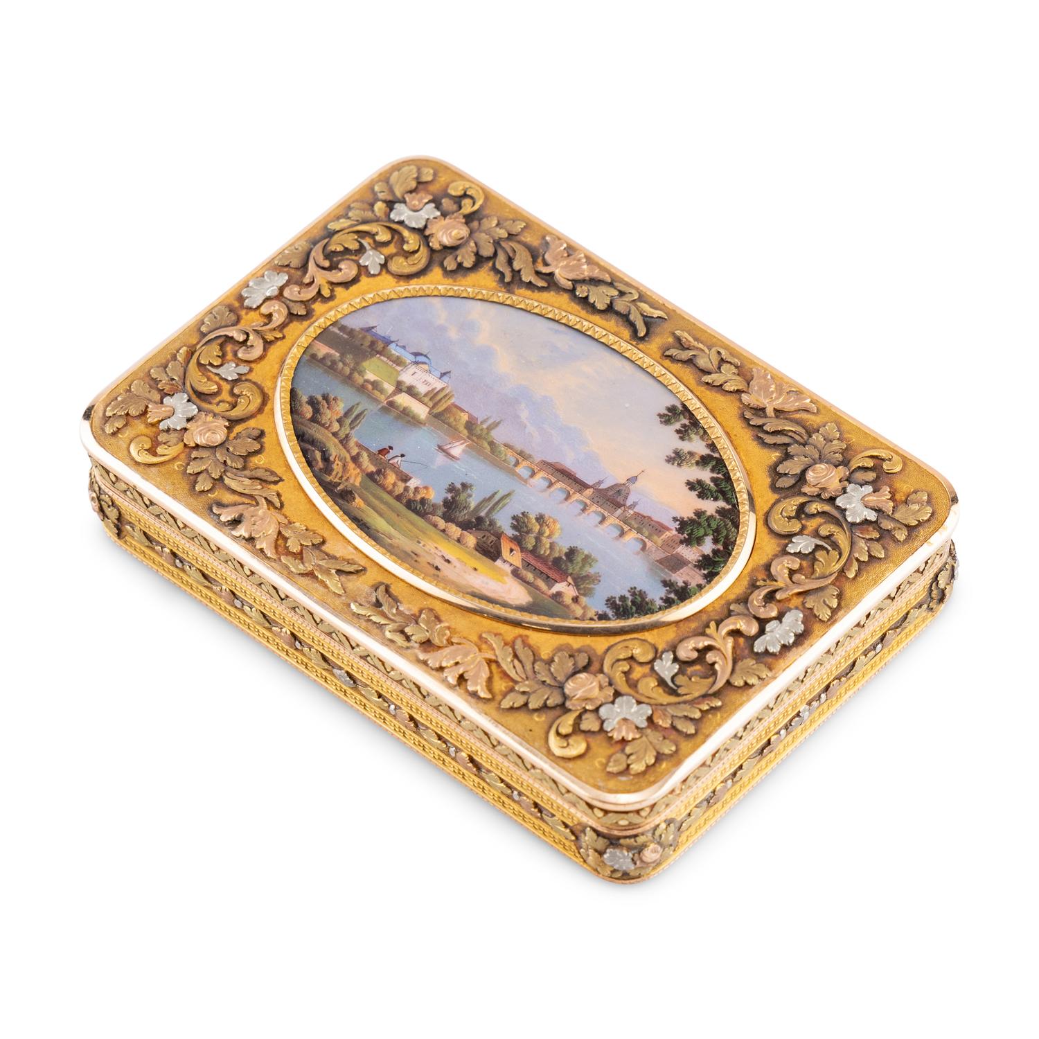 A German Multi-Colored Gold and Enamel Decorated Snuff Box