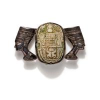 An Egyptian Revival Silver Brooch with Central Scarab of Thutmose IV