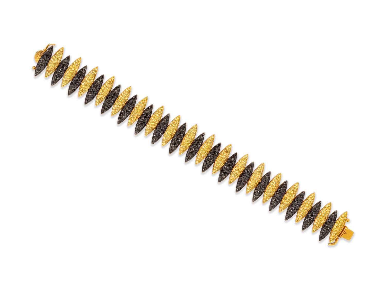 Black Diamond and Yellow Sapphire Bracelet