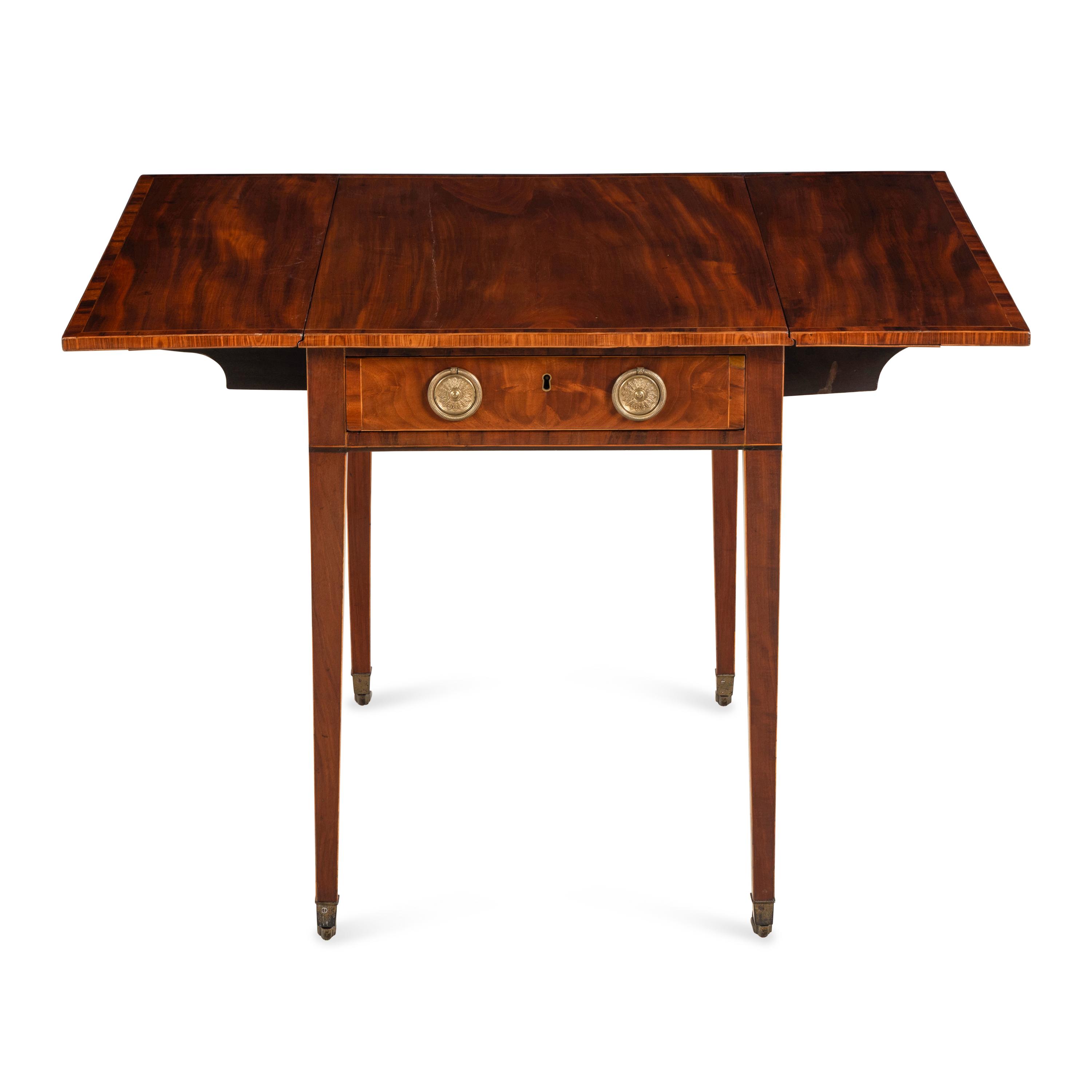 A George III Mahogany and Satinwood Banded Pembroke Table