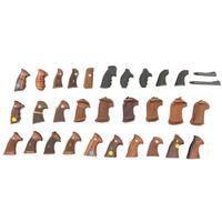 Lot of Grips, Empty Handgun Boxes and 2 Colt New Frontier .22 Barrels